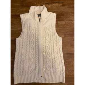 Women's White Cable Knit Vest